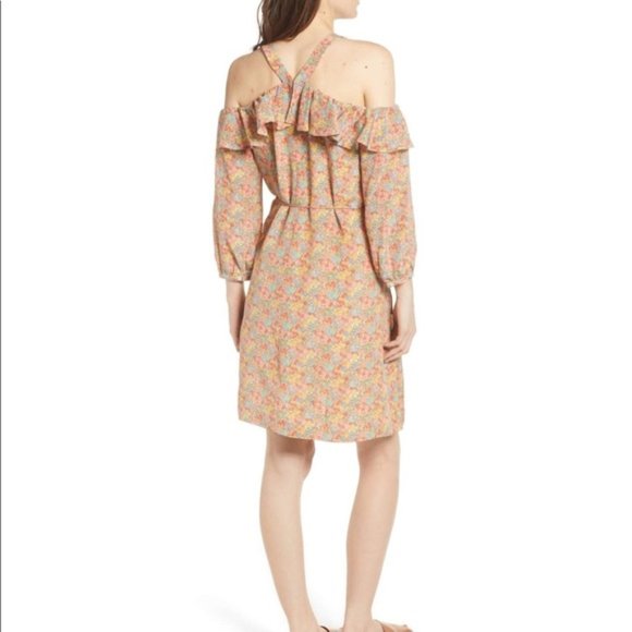 Madewell Cold Shoulder 100% Silk Dress 10 Romantic Nap Floral Cottagecore NWT - Picture 5 of 9